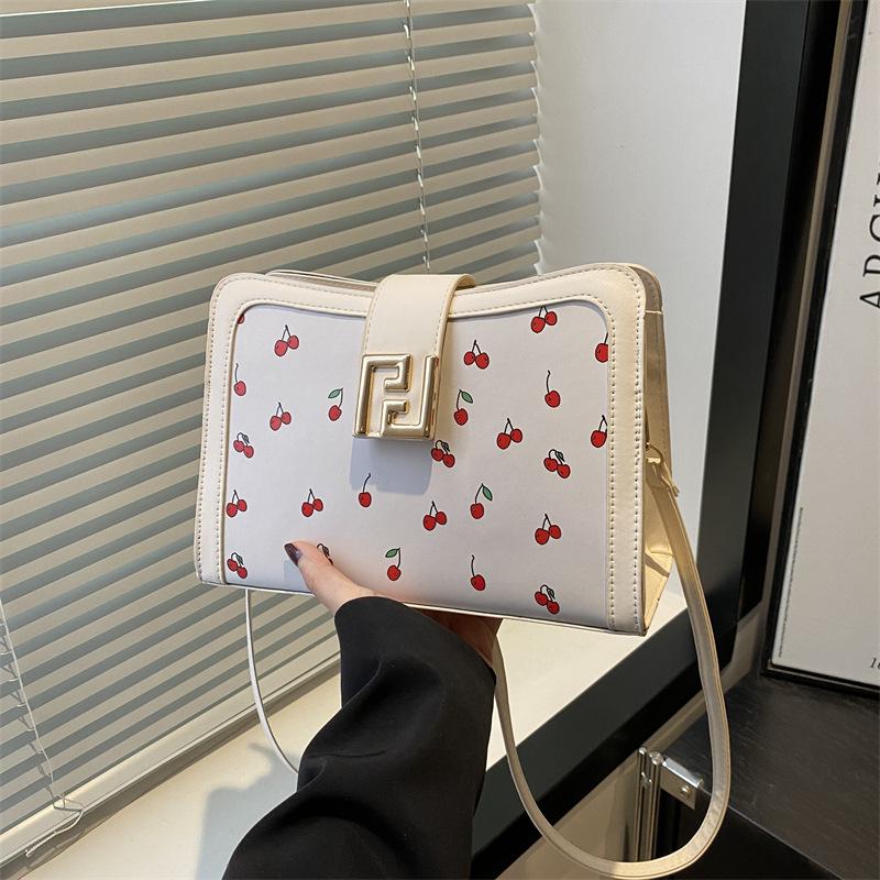 

New fashion trend printing beautiful high-end texture temperament commuting versatile shoulder messenger bag women білий
