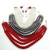 Light luxury simple multi-layer long imitation pearl sweater necklace retro dress banquet pearl necklace