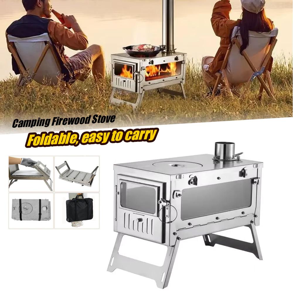 Folding Tent Stove Wood Burning Stove Convenient Storage Easy To Installation Rapid Heating Strong Heat-resistant Burner