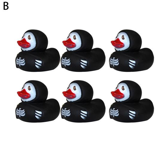6Pcs Halloween Horror Rubber Duck with Pressable Ghost Face Spooky Ghost Duck for
