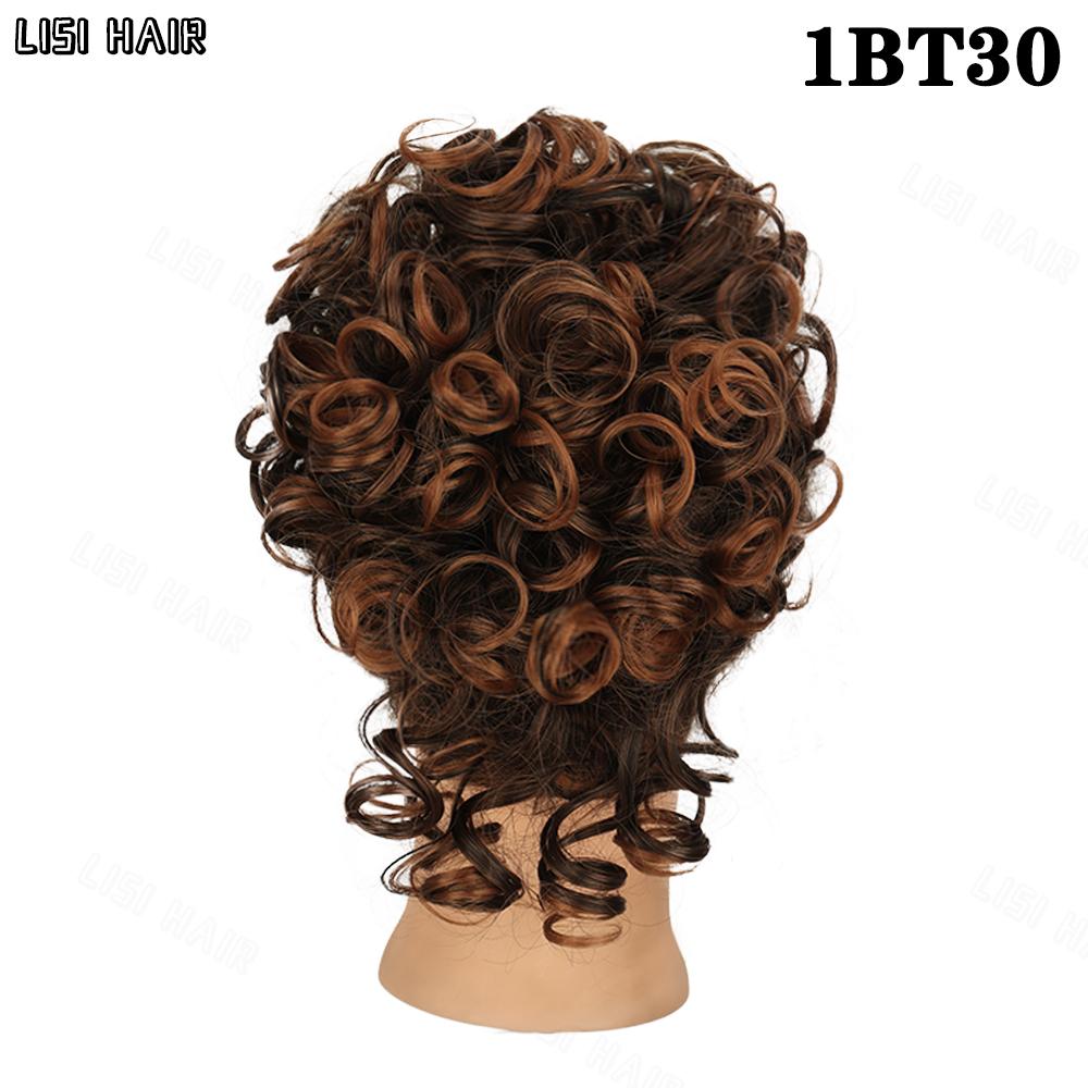 

LISI HAIR 1 шт., растрепанные волосы, булочка, эластичный шнурок, свободные большие вьющиеся синтетические короткие булочки, наращивание хвоста для женщин, одежда для косплея 25cm