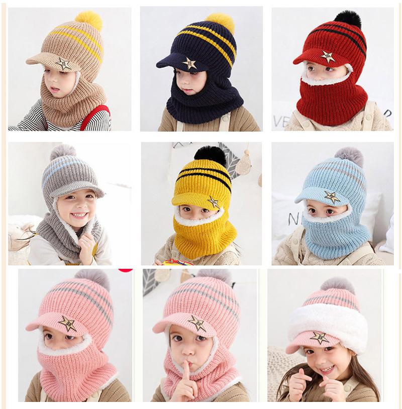 Kids Girls Boys Toddler Baby Winter Warm Hat Hooded Scarf Earflap Knitted Cap