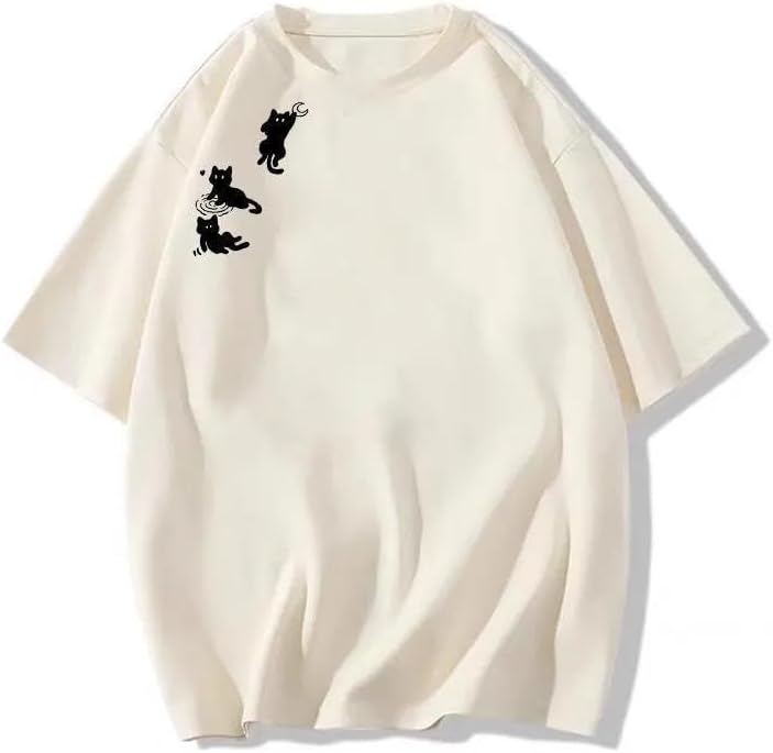 

Womens Casual Y2k Tops Streetwear Oversized Tees Kawaii Cat Graphic Baggy Shirts Harajuku Cotton Tshirt Alt Clothes 5XL різнокольоровий