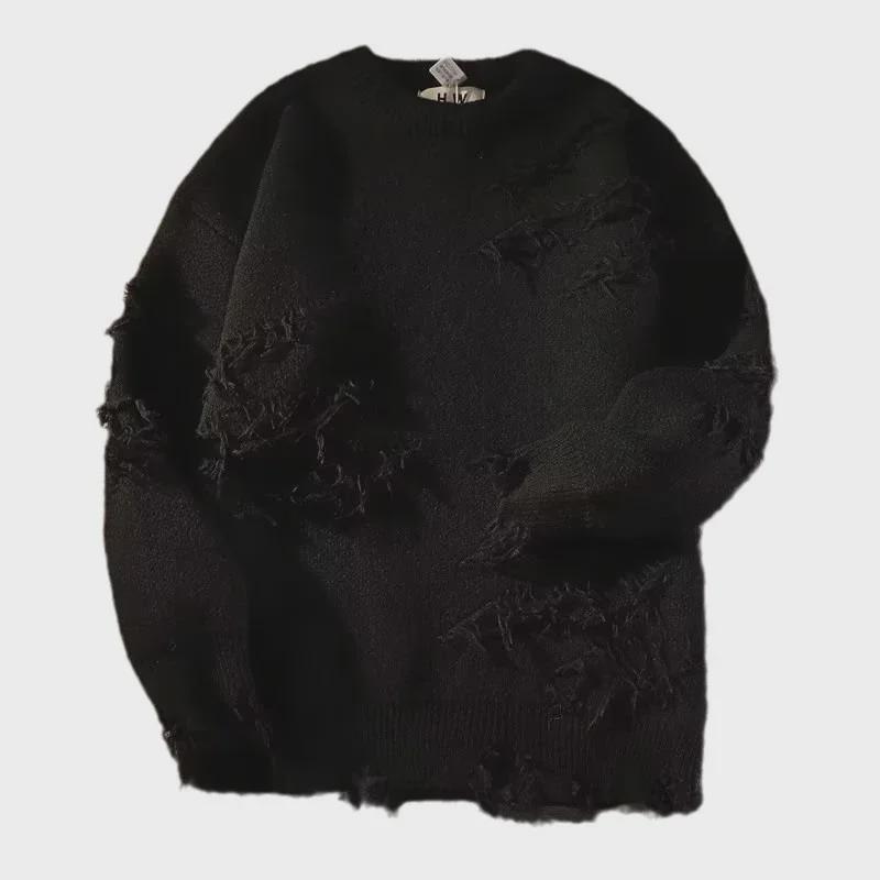 "Unisex Amerikanischer Retro High-Street Lochpullover - Herbst/Winter Nischendesign"