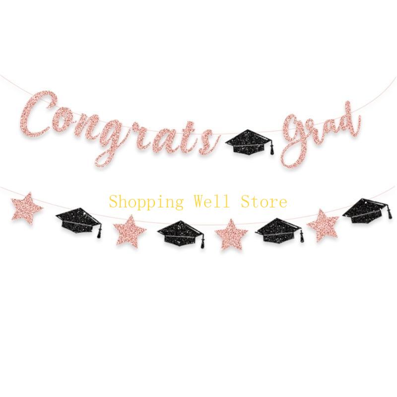 KX4B Glittering Congrats Grads Ornament Graduation Party Hanging Decoration for Class of 2025 for Decoration Celebration