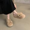 One-pedal Beanie Shoes Women's Winter Velvet Cotton Shoes 2025 New Bow Imitation Mink Hair Shoes Women's Outer Wear