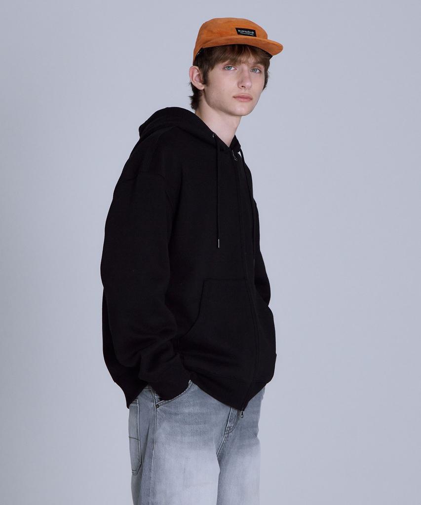 Basic House Uni Basic Fleece-Lined Zip-Up Hoodie Black Lajp7101