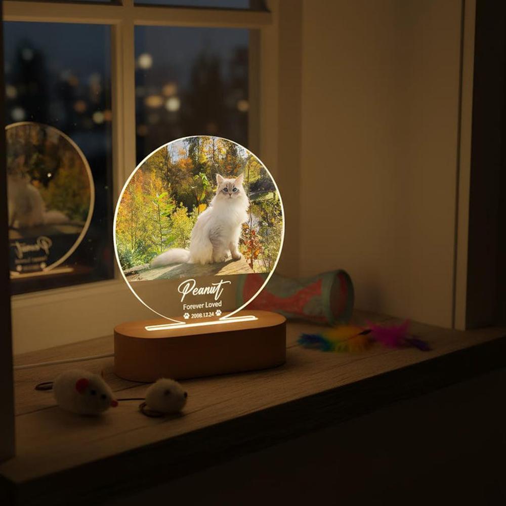 Custom Pet Photo Night Light Personalized Pet Growth Memorial Plaque Frame Customizable Pet Picture Ornament Record Lift