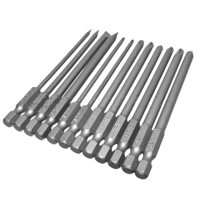 12 Piece Professional Screwdriver Bit Set Alloys Steel 100mm Length Slotted and Crosses Head for Power Tool Accessories