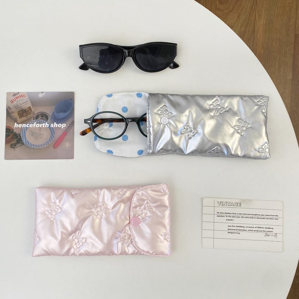 Cotton Filled Bow Pattern Eyeglasses Case Korean Style Makeup Brush Bag  Eyewear Accessories