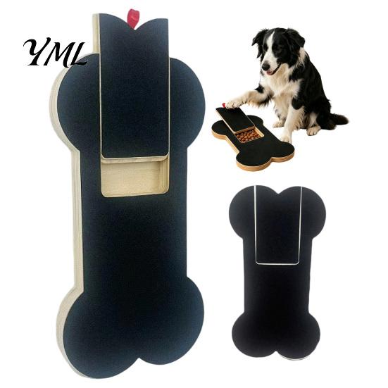 Easy Paw Grooming Board Dog Scratch with Treat Box, Wooden Nail File Board, Bone Shaped Scratching Pad, Grinder Alternative for Large Medium
