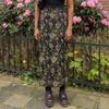 2025 Autumn American Retro Round Print High Waist Slimming Long Skirt