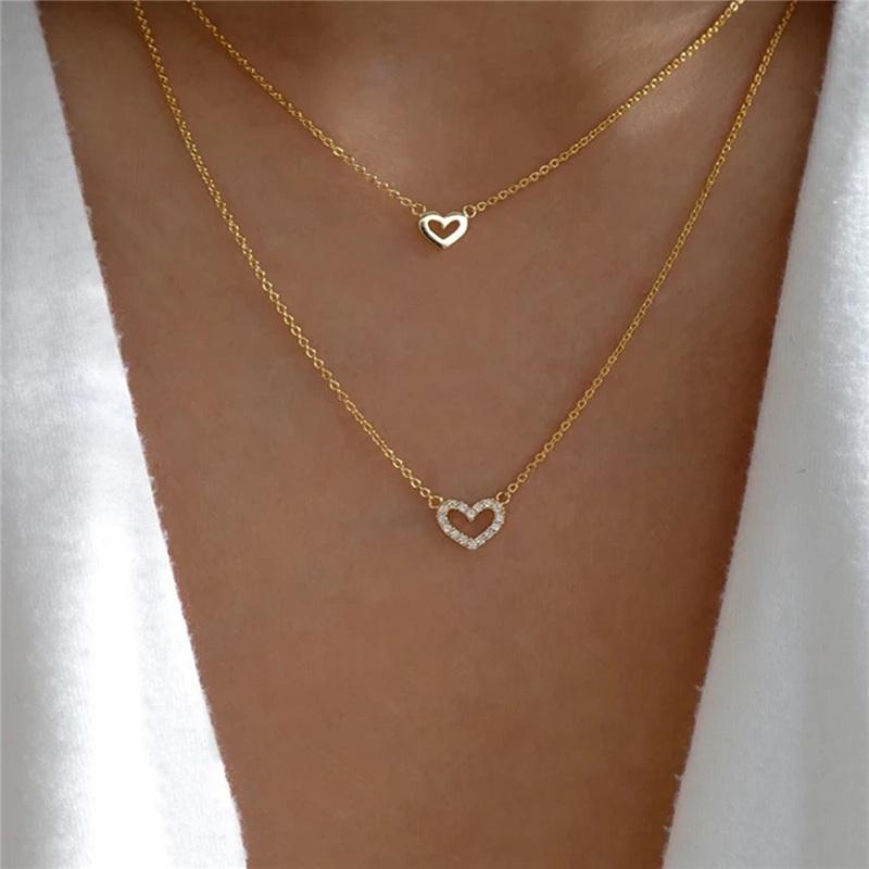 Punk Thick Lock Chain Heart Shape Pendant Choker Necklace For Women Retro Color Metal Neck Chain Female Jewelry Gift