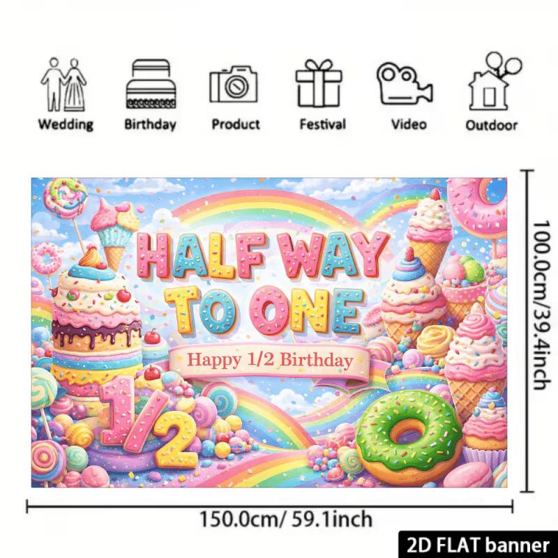 2D Halfway To One Backdrop Ice Cream Lollipop Photo Booth Background