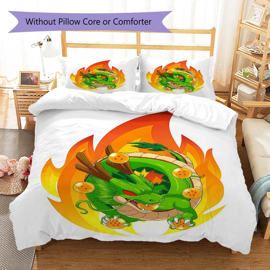 Shenron Pattern Bedding,Quilt Set Quilt Cover Pillowcase Home Birthday Gift (1 * Duvet Cover + 2 * Pillowcase, Without Core)