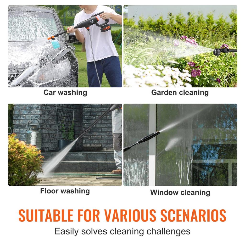 High Pressure Cordless Washer Cleaner Portable Water Spray Car Gun 580 PSI