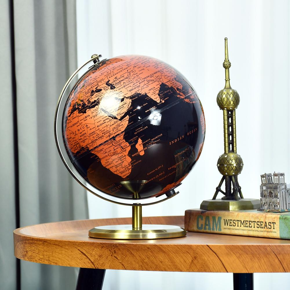 High Quality Retro Metal Frame Rose Gold World Map Globe  Home Office Decor Earth Globe Geography Education Rotating Globe розового золота