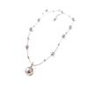 Vintage Rose Pearl Pendant Necklace Fashionable Versatile Women'S Copper Inlaid Zircon Jewelry