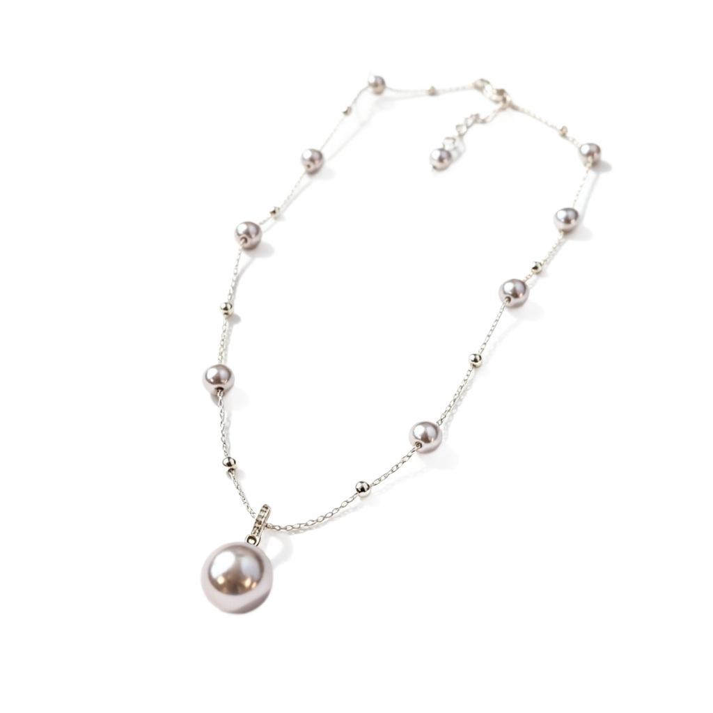 Vintage Rose Pearl Pendant Necklace Fashionable Versatile Women'S Copper Inlaid Zircon Jewelry