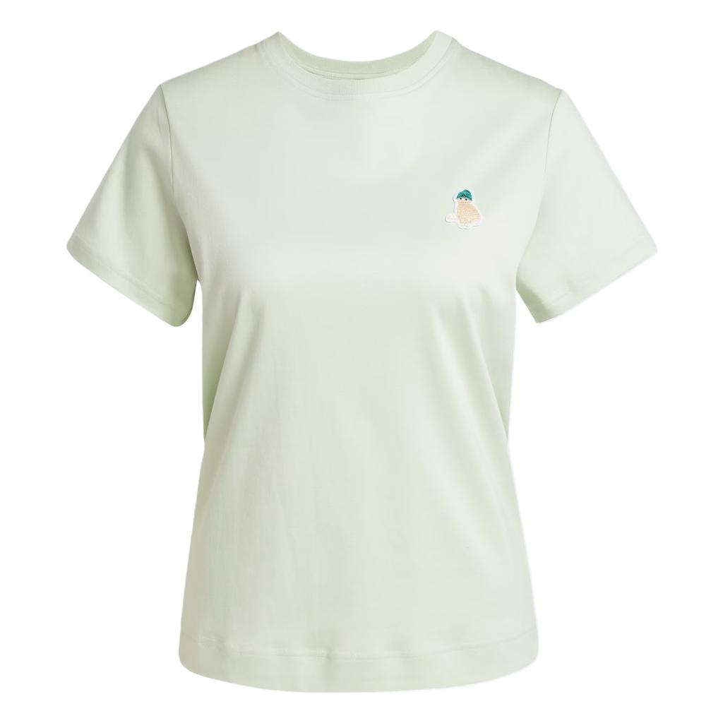 Adidas Cat Patch Graphic T-Shirt Women Tops Linen-Green JM4449