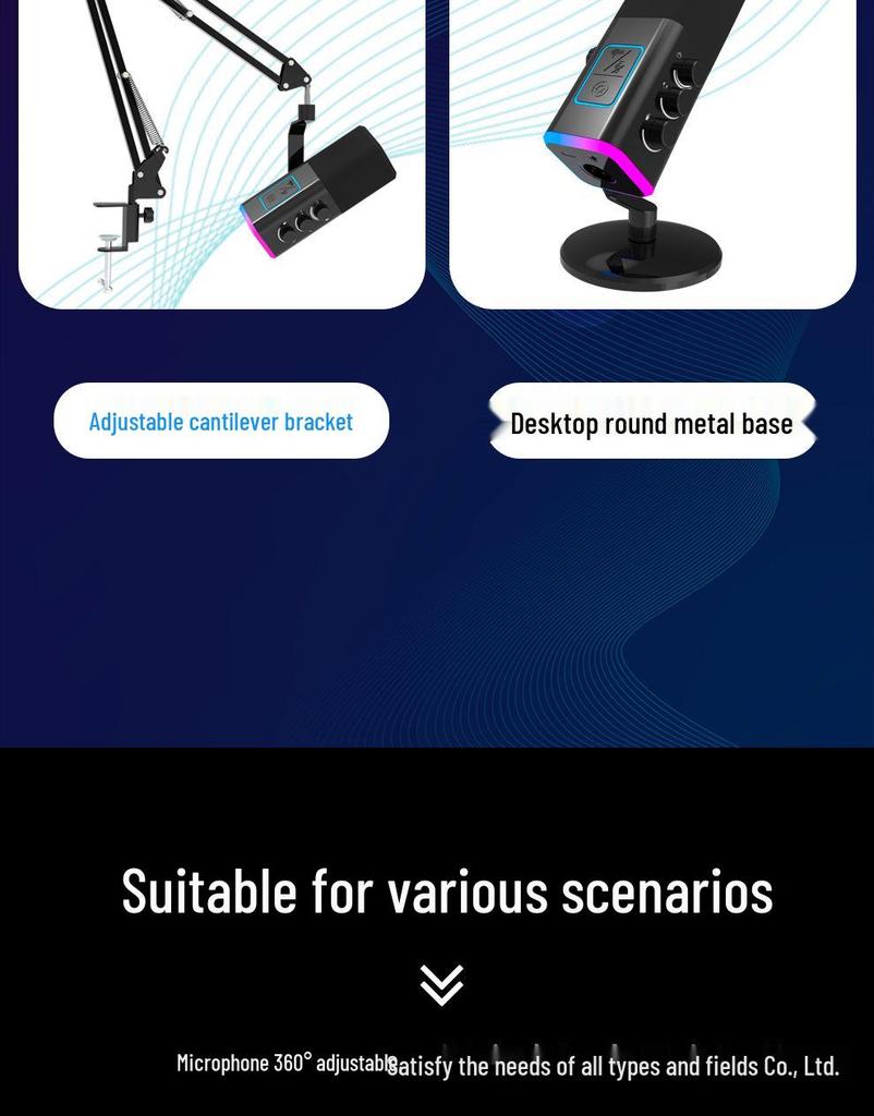 Dual Mode RGB Gaming Microphone – XLR/USB, Live Streaming & Recording, Dynamic Core
