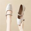 Rhinestone thick heel Mary Jane shoes women's autumn new with skirt temperament square head low heel light mouth single shoes