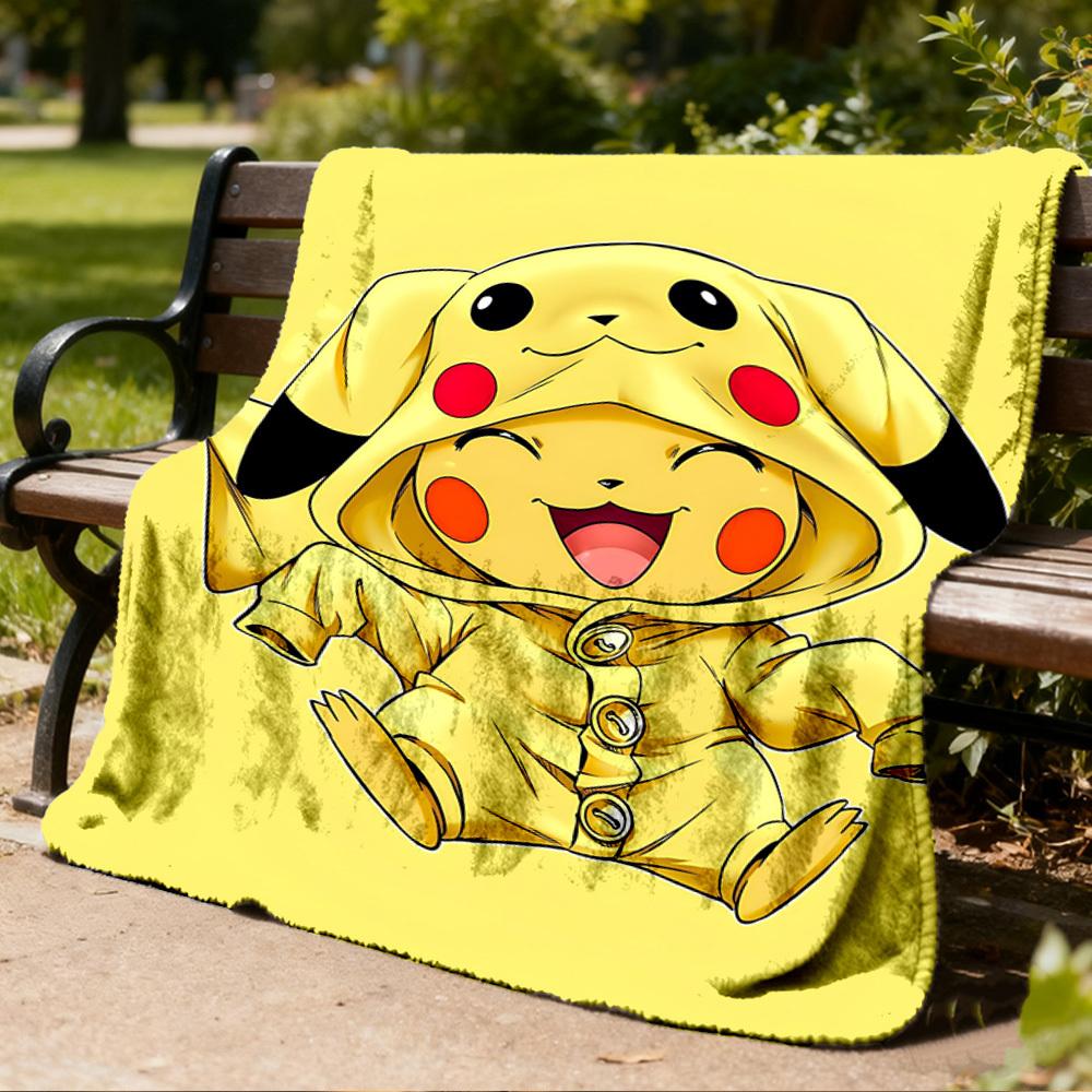 1pc Pikachu Outdoor Flannel Blanket Gift For Boys Girls Adults, Family Friends