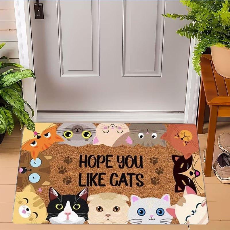 

Welcome Mat Cute Cat Print Non-slip Comfortable Easy To Clean Perfect for Bedrooms Living Rooms Home Decor 40cmx60cm
