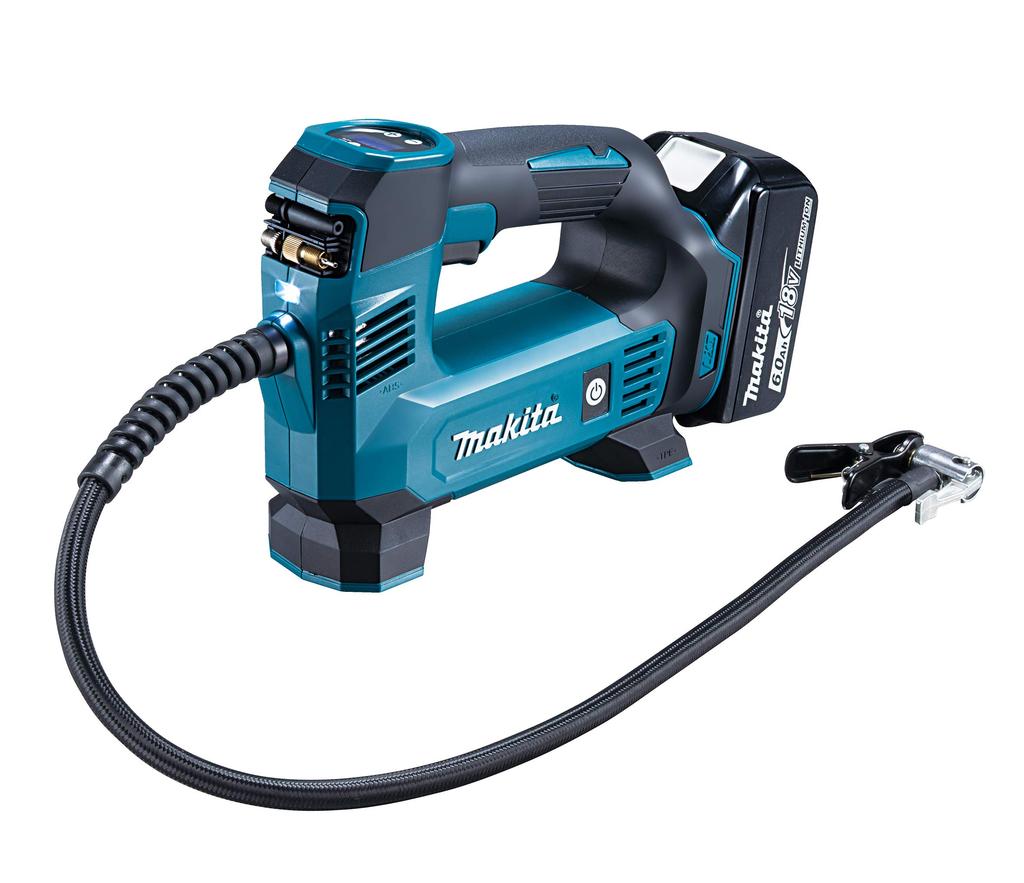 Makita 18V Cordless Air Pump with and French Valves 6Ah and Case US, UK, & Ball/Inflatable Valve, Battery, Charger, (MP180DRG)