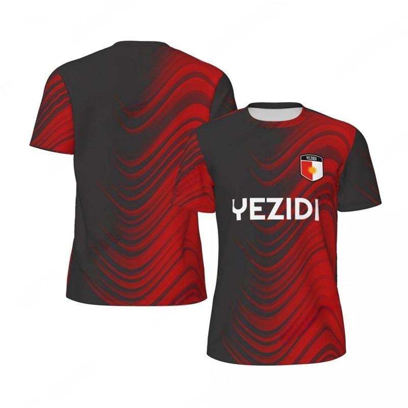 Fashion Yezidi Flag Graphic Football T Shirts For Men Trend 3D National Emblem Printed Sports T-shirts Loose Breathable Tees