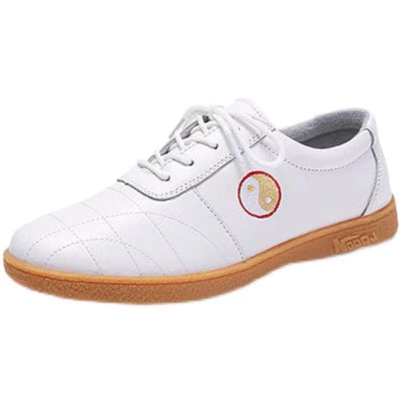 Spring Tai Chi Shoes for Women's Cow Leather Soft Beef Tendon Sole Martial Arts Shoes for Autumn Tai Chi Practice Shoes for Women's Sports Shoes