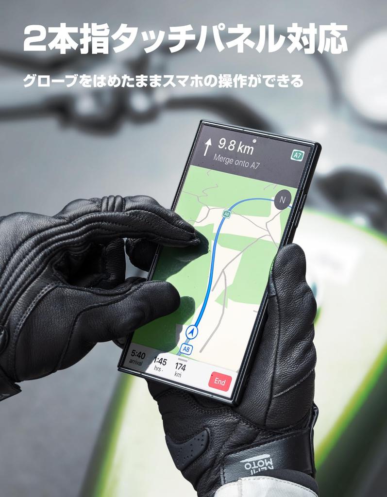KEMIMOTO Motorcycle Sheepskin Smartphone for Men and and Outdoor Size M Gloves, Leather, Water-Repellent, Compatible, Shock-Resistant, Durable, Women,