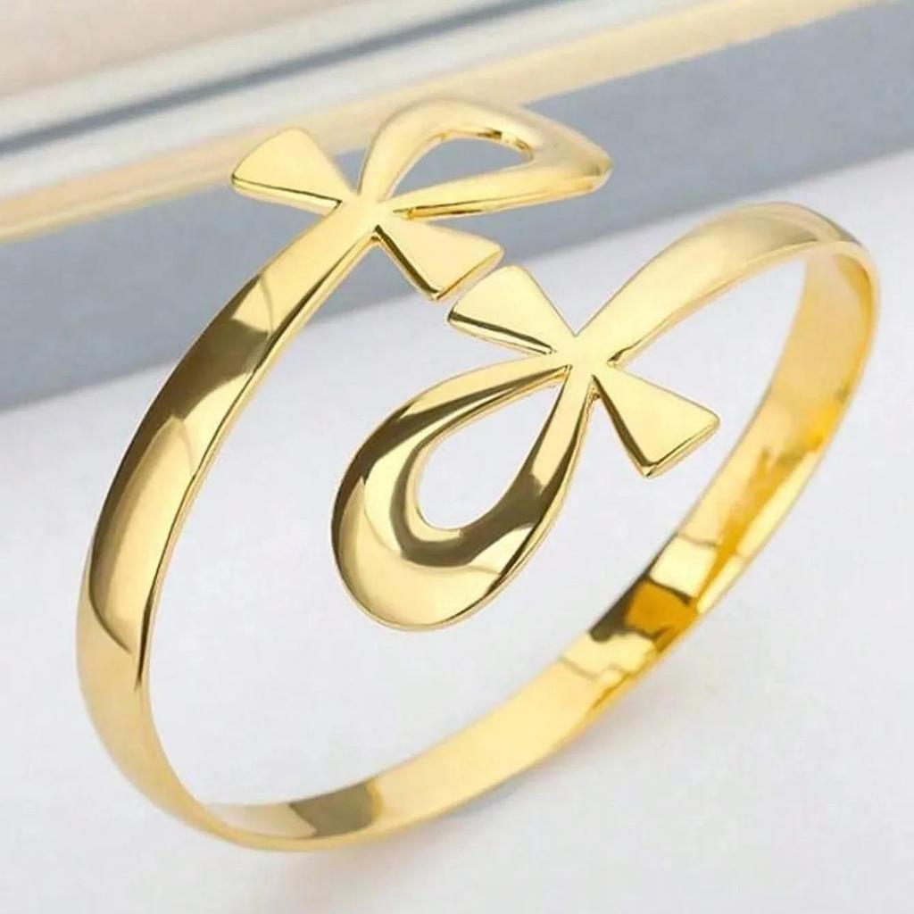 Vintage Armreif Armspange Manschette Amulett Talisman Ankh Kreuz Auge Horus Königin Frauen Edelstahl Ägypten Ägyptisch Lebensschlüssel Religiöser Schmuck Geschenk Hip Hop