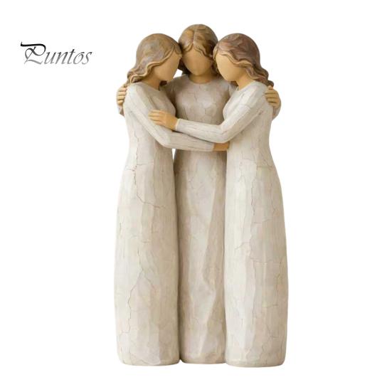 Creative Living Room Displays Sisterhood Wooden Figurine, Handcrafted Friendship Sculpture for Meaningful Keepsakes Bedroom Tabletop Ornament,