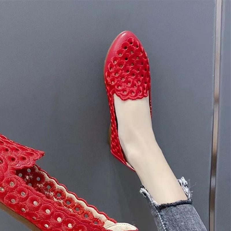 

2025 summer new embroidery embroidery hollow beef tendon sole casual small single shoes fashion Korean version retro sports shoes Internet celebrity 40