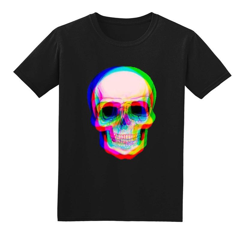 HOT SALE Steam Wave Neon Skull Tech Tide T-shirt Aesthetic Skull Watercolor Rainbow Space Skull Fun T-shirt for Man Camisa 4XL
