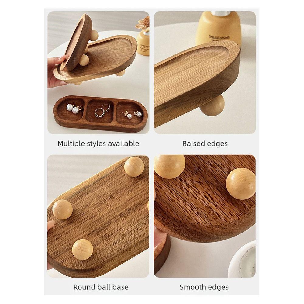 Okrągły Owalny Drewniany Stojak na Postumencie Brązowy Talerz Ekspozycyjny Kreatywny Stojak do Przechowywania Świec Blat Stołu