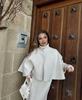 Women's Coarse Wool Stand Collar Cape Coat - Spring 2025 European & American Style, Hidden Button, Short Jacket Top