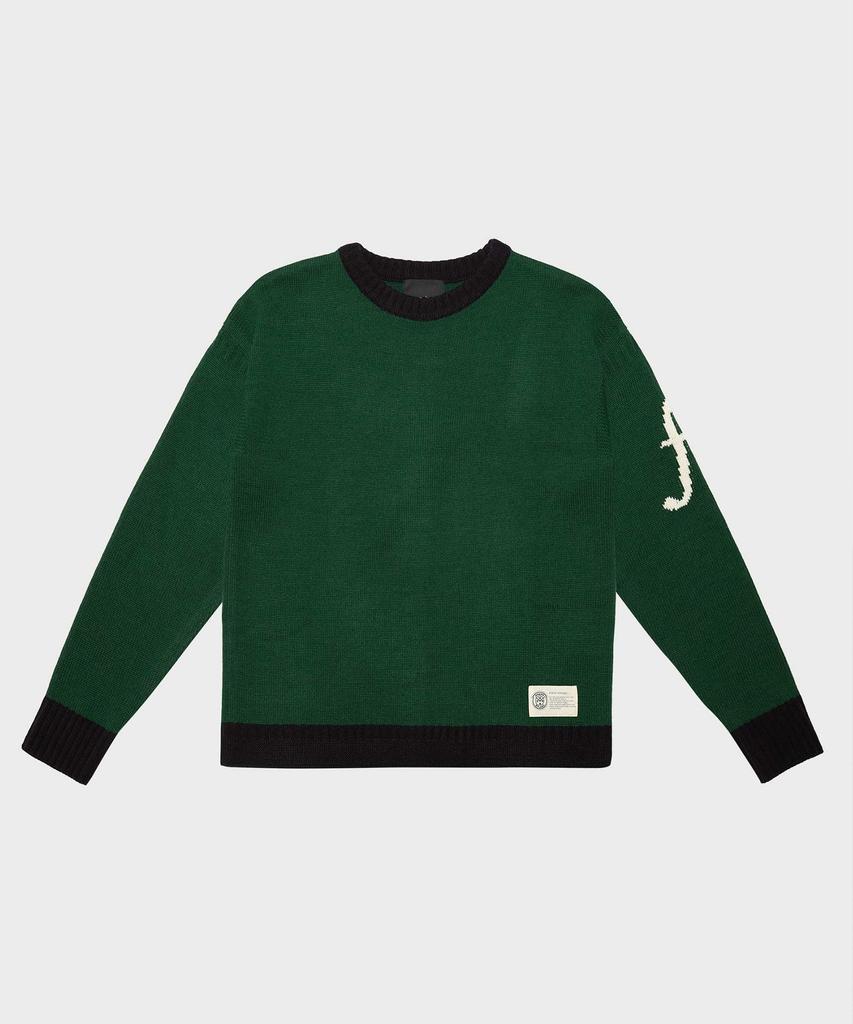 FFEFF STUDIO Coloring Round Wool Pullover (Dark Green)