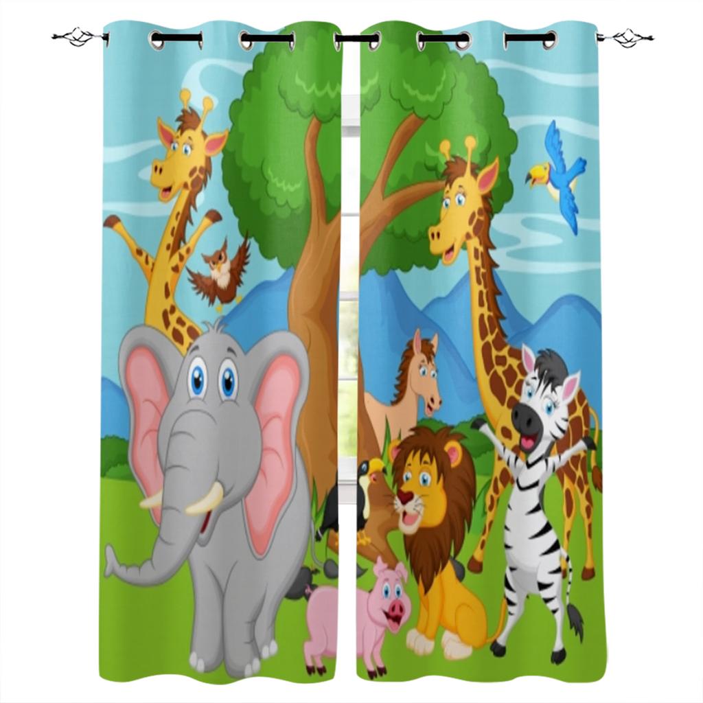 Tropischer Dschungel Tier Cartoon Giraffe Fenster Vorhänge Wohnkultur Wohnzimmer Vorhänge Schlafzimmer Vorhänge Küche Tür Vorhänge