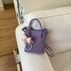 Fashion Solid Color PU Sweet Women's Handbag Pearl Bow Charm Mini Small Tote Bag Daily Commute Shopping Youth Shoulder Bags