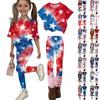 Boys And Girls Independence Day Print Set Kids Casual Short Sleeve Top And Long Pants Set