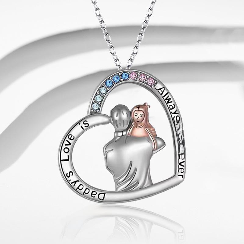Dual-Tone Heart-Shaped Father's Day Necklace with Custom Engraving