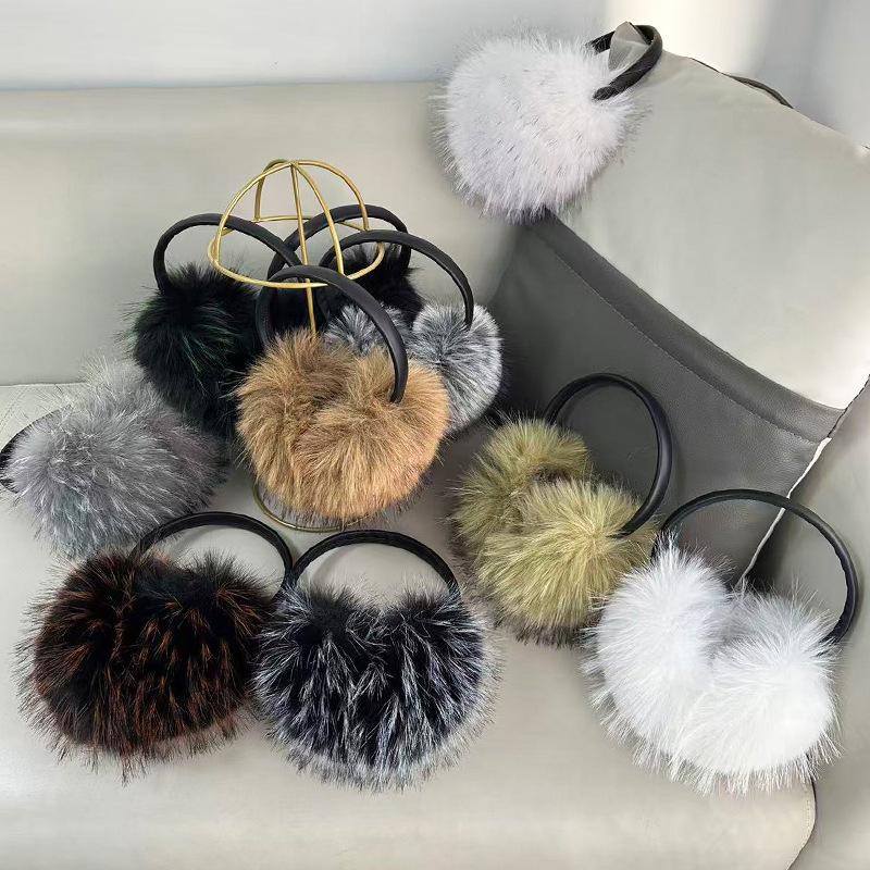 Faux Raccoon Fur Winter Earmuffs - Large Plush Ear Warmers for Cold Protection