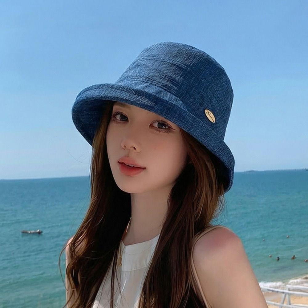 Wide Brim Women Fisherman Hat Rolled Edge Basin Hat Casual Bucket Hat Girl