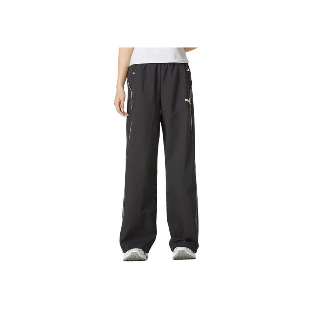 Puma Fitness Training Fashion Trendy Comfortable Retro Sports Striped Casual Pants Women Bottoms Black 628767-69