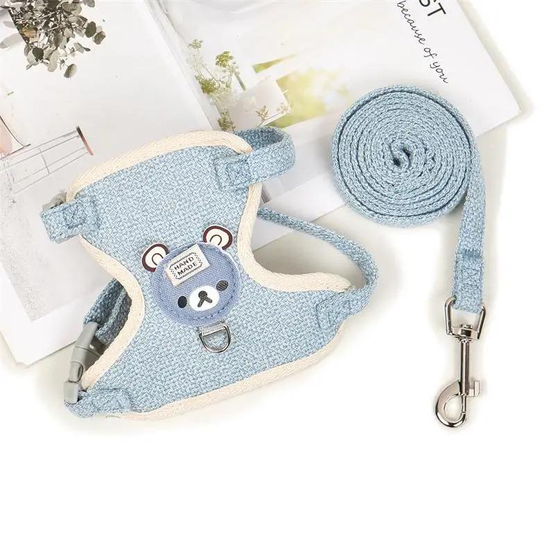 Lovely Small Pet Vest Chest Strap Dog Leash Traction Rope Walking Dog Cat Bunny Vest Harness Poodle Collar Leash Dog Accessories
