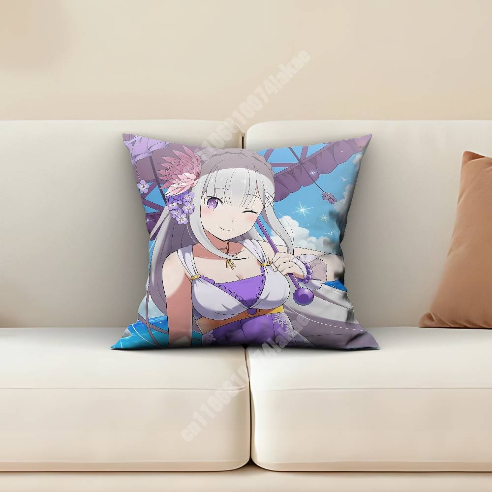 Emilia Re Zero Pillow Cover Sofa Couch Cushion Case Creative Workspace Accent Home Decor