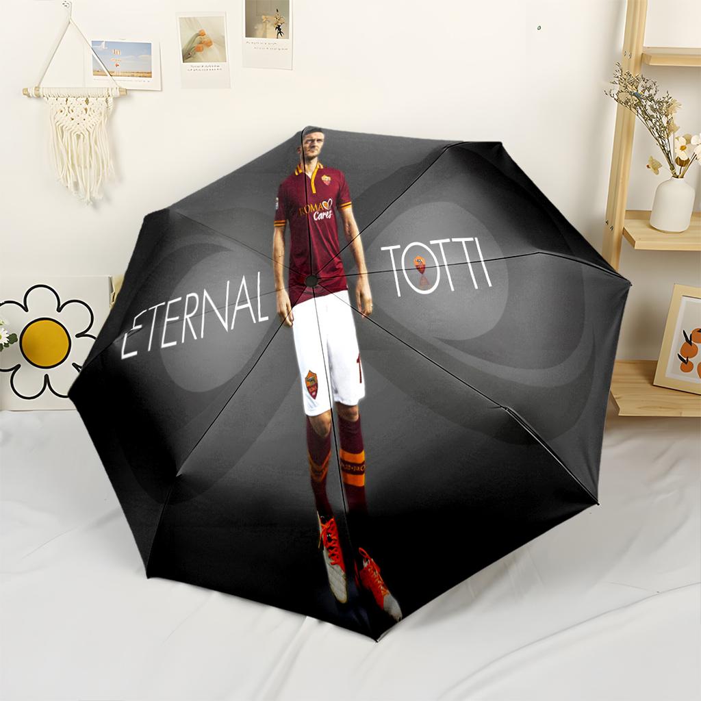 Totti's Legacy Soccer Automatic Umbrella Compact 8-Rib Lightweight Compact Design for Outdoor Daily Use Fashion Lovers Spiritual Gift