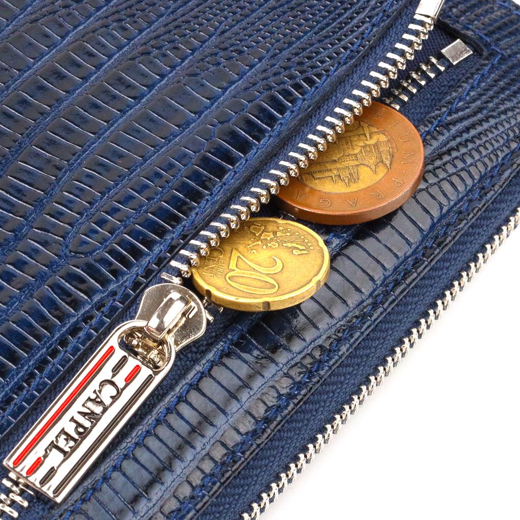 Geräumige Clutch für Damen aus echtem Leder mit Prägung CANPELLINI 21919 Blau